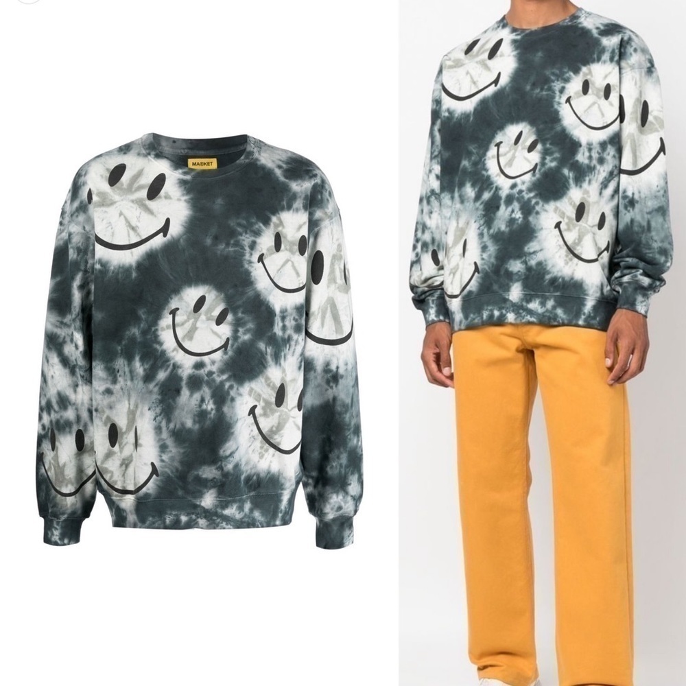 CHINATOWN MARKET SMILEY SHIBORI DYE CREWNECK Pullover large unisex new w tags
